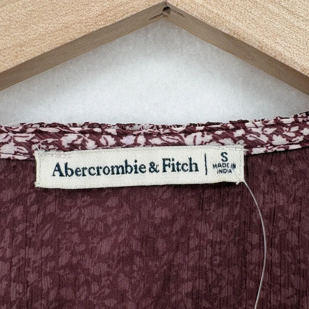 Abercrombie & Fitch Blouse Womens Small Red Floral Smocked Waist Babydoll Y2K